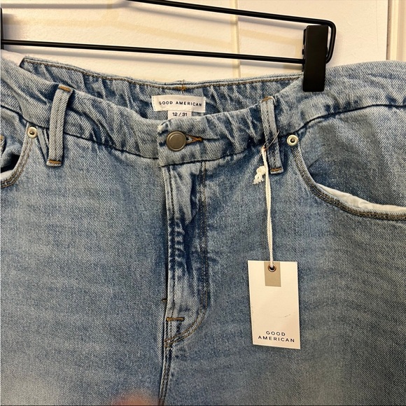 NWT good American high rise straight leg light wash jeans sz 12/31 - Picture 5 of 9